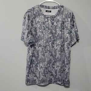 alfani shirt mens size xl x-large grey gray white all over print lines G…